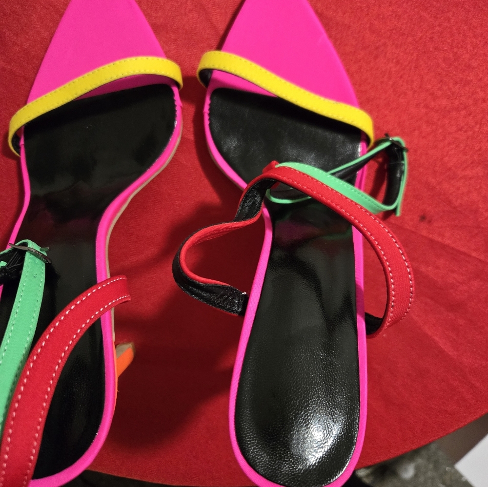 Shein Multi- colored pointed toe heel shoe. Size- 9.5